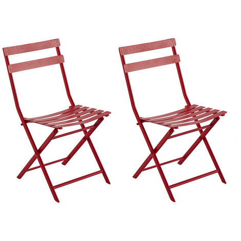 Lot de 2 Chaises de jardin métal pliante Greensboro Groseille - Hesperide