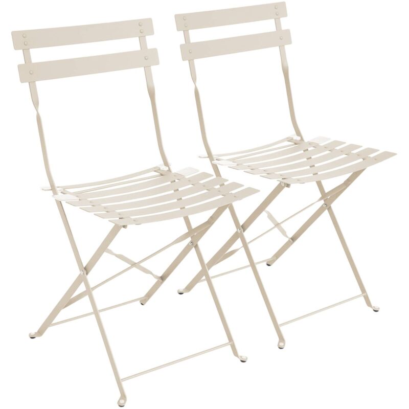 Lot de 2 chaises de jardin bistrot pliables en acier thermolaqué. 49.5 x 41 x 80.5cm
