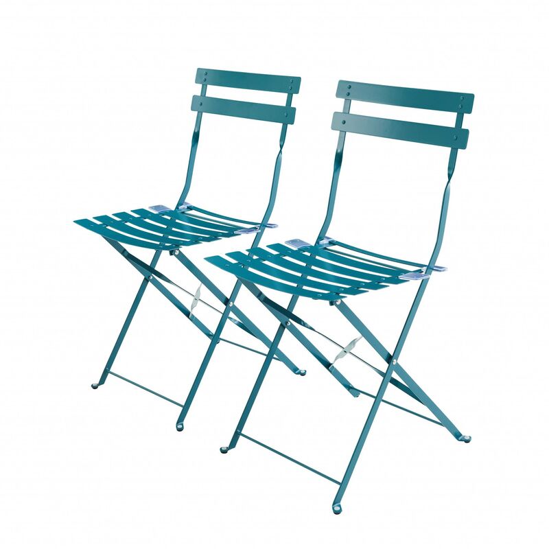 Sweeek - Lot de 2 chaises de jardin pliables - Emilia bleu canard - Acier thermolaqué - Bleu canard