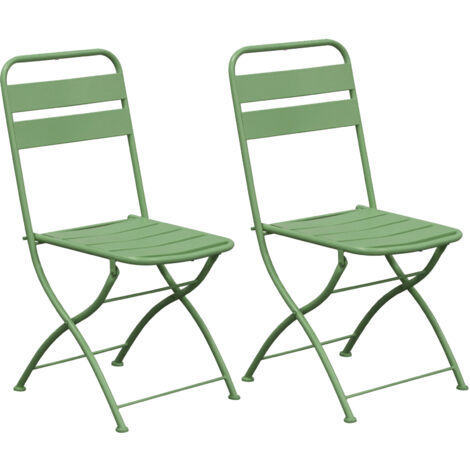 Lot de 2 chaises de jardin pliables en métal vert - BACA