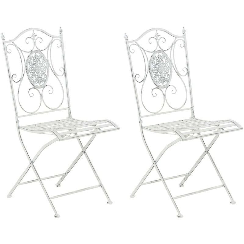CLP - Ensemble de 2 chaises pliantes antiques blanches White Sibell