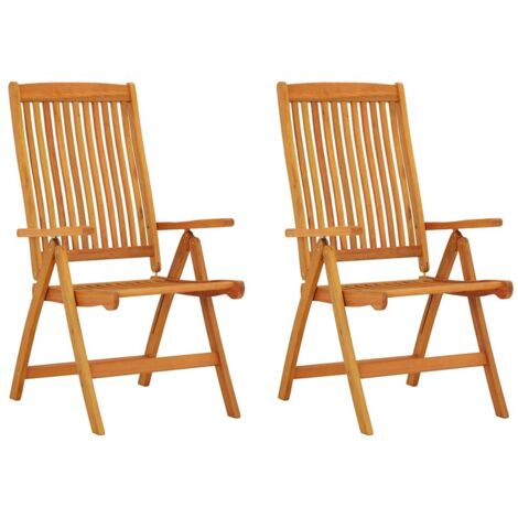 Lot de 2 Chaises de jardin pliables Siège de Terrasse Fauteuil de jardin Bois d'eucalyptus massif DHNET2195446