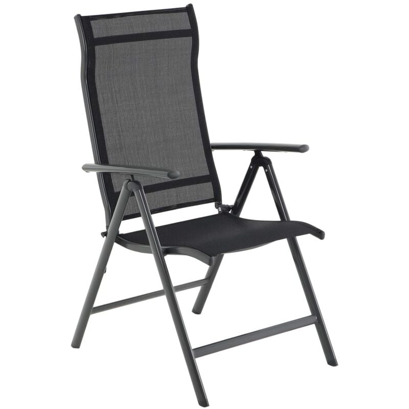 Chaise de jardin pliable, bain de soleil, transat, Siège d'extérieur, cadre en aluminium robuste, dossier réglable sur 8 positions, charge 150 kg,