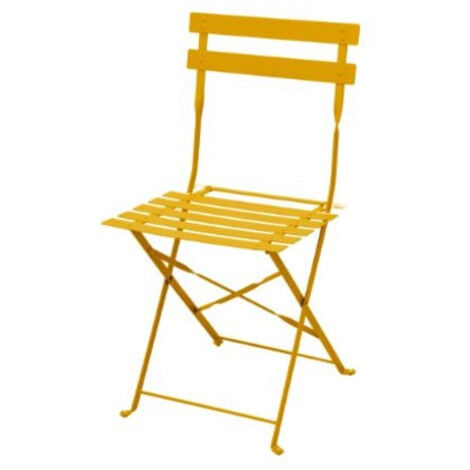 ESSENCIEL GREEN Lot de 2 Chaises de Jardin Pliante Acier Jaune Solaire - Meuble de Jardin - 41X46X80CM