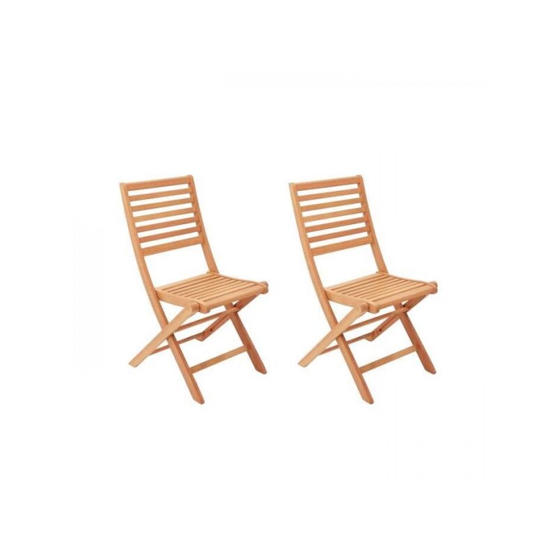 Sans Marque - Lot de 2 chaises de jardin pliantes en Acacia fsc - 57 x 46,5 x 90 cm