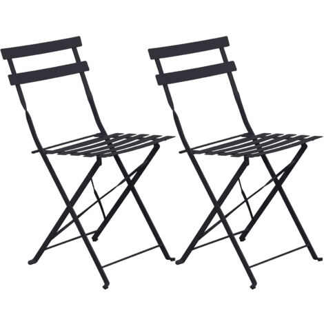 Lot de 2 chaises de jardin pliantes en métal gris - BACA