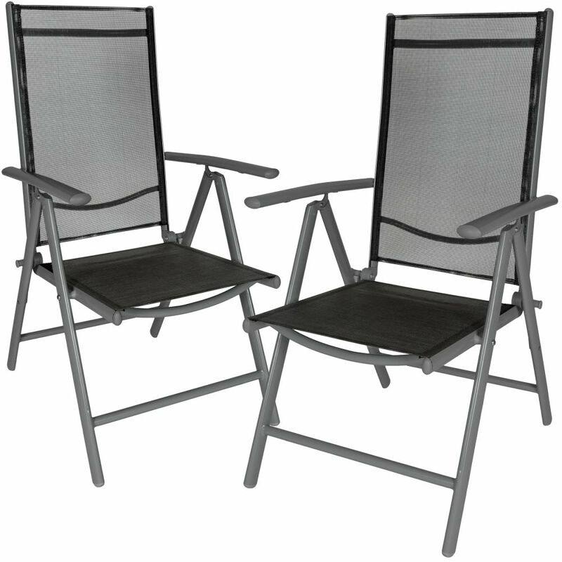 Lot de 2 chaises de jardin pliantes noir/anthracite