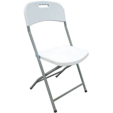 Lot de 2 chaises de jardin pliantes pour réception - 42 x 42 x 87 cm - Structure grise - Assise blanche