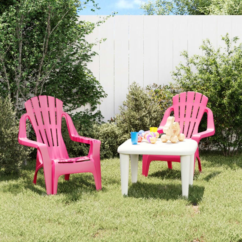 Lot de 2 Chaises de jardin pour enfants Fauteuils de Jardin rose 37x34x44 cm pp 13592