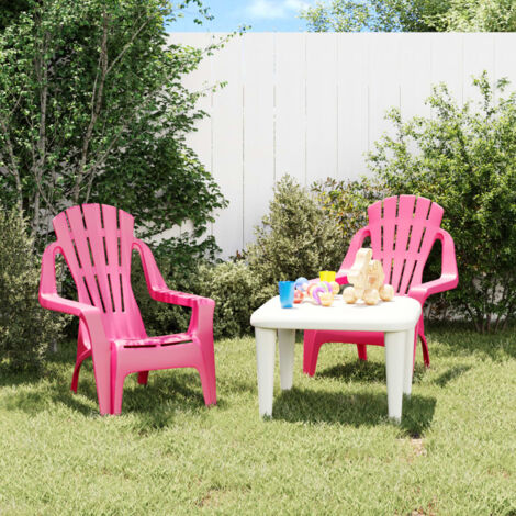 Lot de 2 Chaises de jardin pour enfants  Siège de Terrasse  Fauteuil de jardin rose 37x34x44 cm PP BSRHS880496