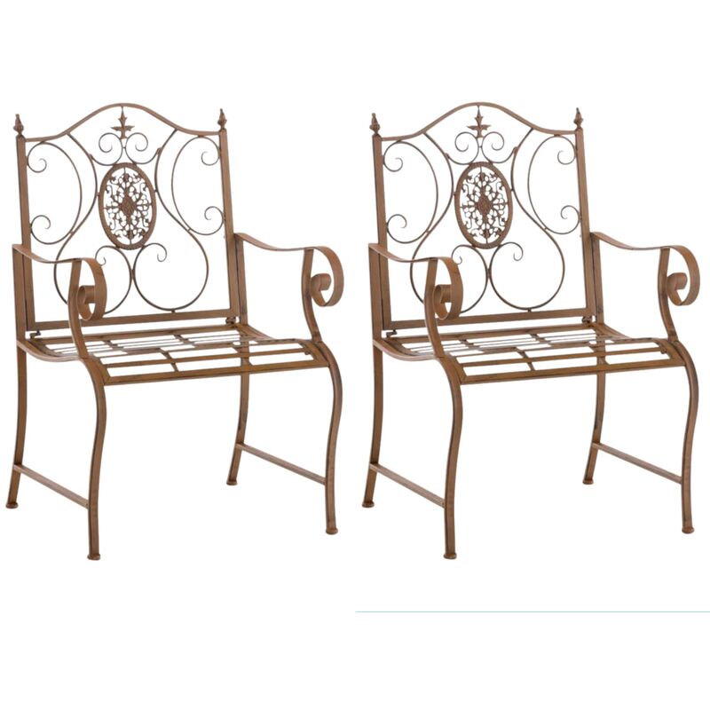 Ensemble de 2 chaises de jardin Punjab avec anciens accoudoirs bruns