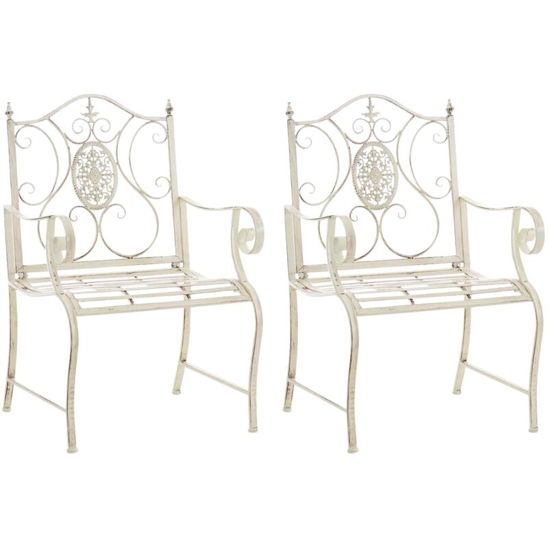 CLP - Ensemble de 2 chaises de jardin Punjab avec des accoudoirs de crème ancienne