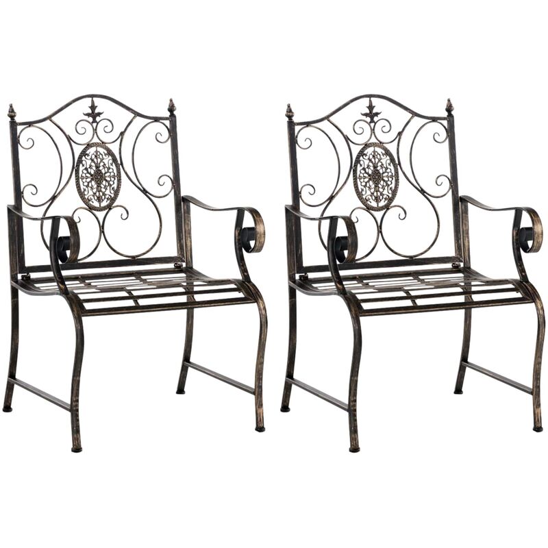 Lot de 2 chaises de jardin Punjab en fer avec accoudoirs Bronze