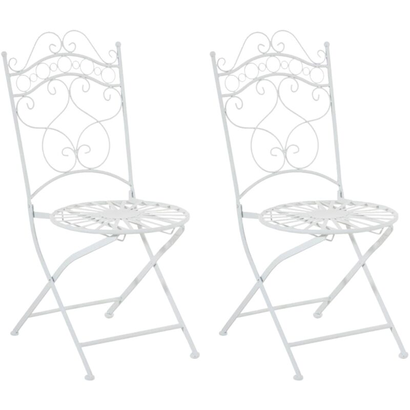 Décoshop26 - Lot de 2 chaises de jardin terrasse balcon design rustique en fer forgé blanc 100002863