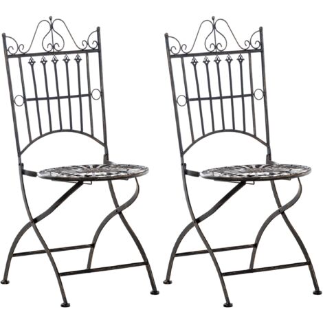 Lot de 2 chaises de jardin terrasse balcon pliable en métal bronze 100003138