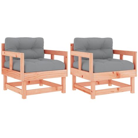 Lot de 2 Chaises de jardin,Chaise d'extérieur avec coussins bois massif douglas CFW9848611