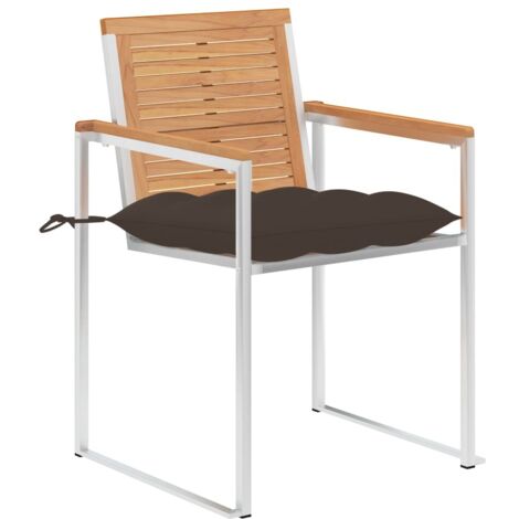 Lot de 2 Chaises de jardin，Chaise d'extérieur avec coussins Teck solide et acier CFW6191382