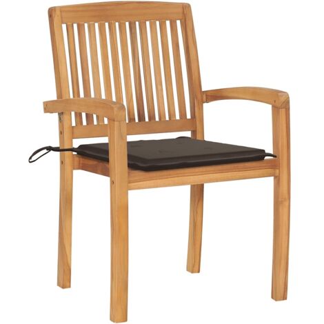 Lot de 2 Chaises de jardin，Chaise d'extérieur et coussins taupe Bois teck massif CFW9334867