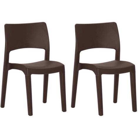 Lot de 2 Chaises de jardin，Chaise d'extérieur Moka Polypropylène CFW5834782