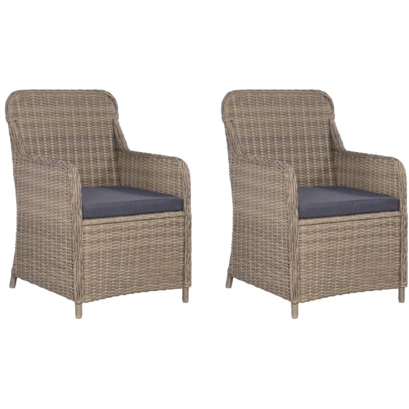 Design In - Lot de 2 Chaises de jardin,Chaises d'extérieur et coussins Résine tressée Marron CFW31575