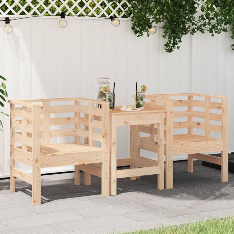 Lot de 2 Chaises de jardin,Siège de Terrasse Chaise d'extérieur 61,5x53x71 cm bois de pin massif CFW753985