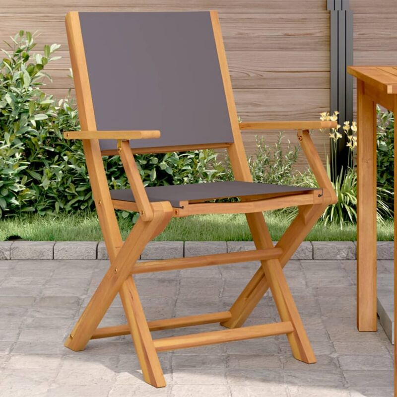 Lot de 2 Chaises de jardin,Siège de Terrasse Chaise d'extérieur anthracite bois acacia massif tissu CFW55076