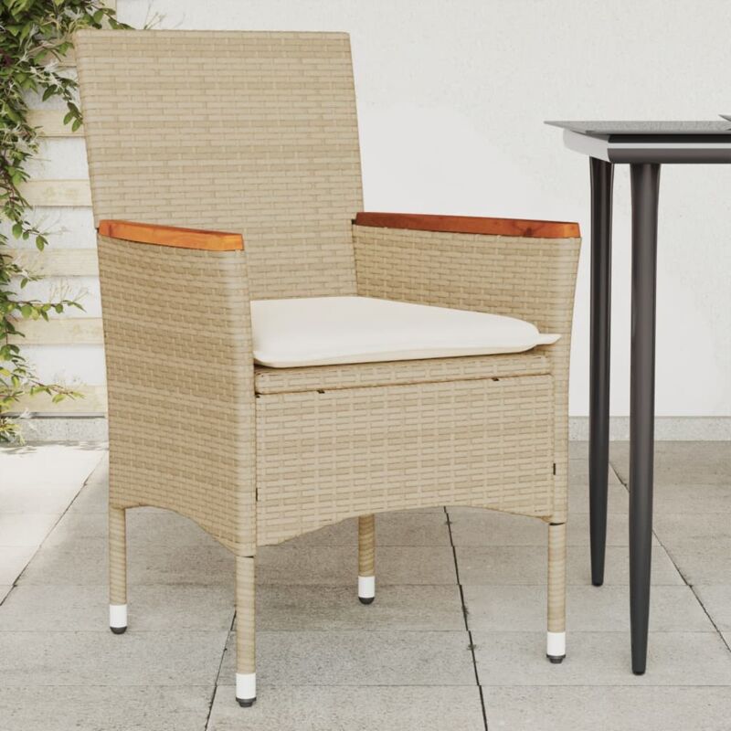 Lot de 2 Chaises de jardin,Siège de Terrasse Chaise d'extérieur avec coussins beige résine tressée CFW373869