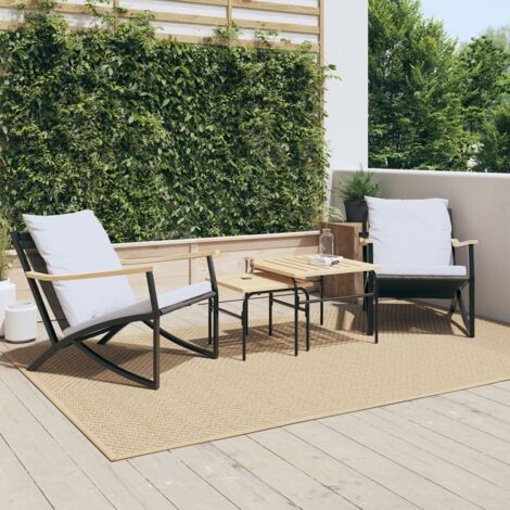 Lot de 2 Chaises de jardin，Siège de Terrasse  Chaise d'extérieur avec coussins noir acier CFW15892