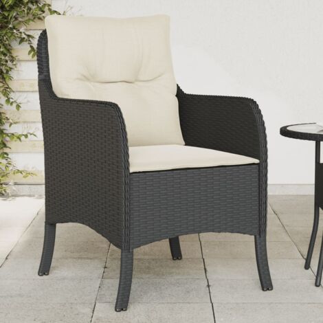 Lot de 2 Chaises de jardin，Siège de Terrasse  Chaise d'extérieur avec coussins noir résine tressée CFW386089