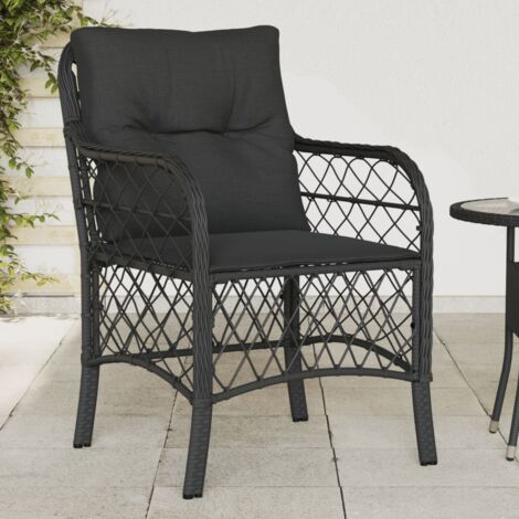 Lot de 2 Chaises de jardin，Siège de Terrasse  Chaise d'extérieur avec coussins noir résine tressée CFW553368