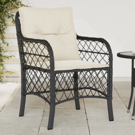 Lot de 2 Chaises de jardin，Siège de Terrasse  Chaise d'extérieur avec coussins noir résine tressée CFW642715