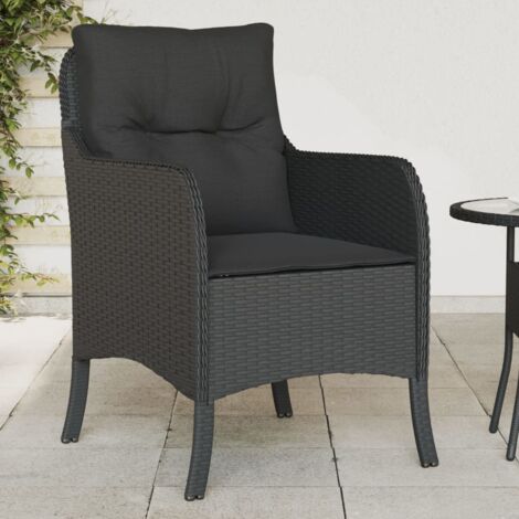 Lot de 2 Chaises de jardin，Siège de Terrasse  Chaise d'extérieur avec coussins noir résine tressée CFW647619