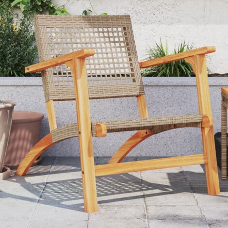 Lot de 2 Chaises de jardin，Siège de Terrasse  Chaise d'extérieur beige résine tressée bois d’acacia CFW78982