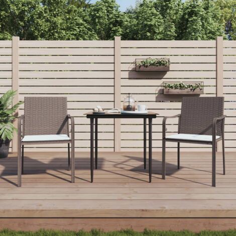 Lot de 2 Chaises de jardin,Siège de Terrasse Chaise d'extérieur et coussins marron 56x59x84 cm rotin CFW793462