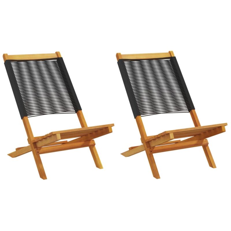 Lot de 2 Chaises de jardin,Siège de Terrasse Chaise d'extérieur noir bois d'acacia et polypropylène CFW21587
