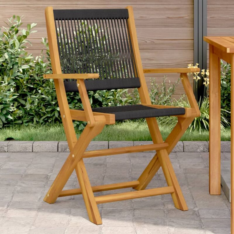 Lot de 2 Chaises de jardin,Siège de Terrasse Chaise d'extérieur noir bois d'acacia et polypropylène CFW47732