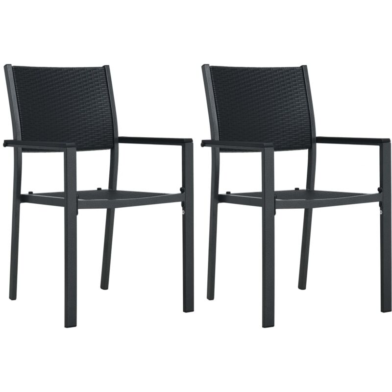 Lot de 2 Chaises de jardin,Siège de Terrasse Chaise d'extérieur Noir Plastique Aspect de rotin CFW484529