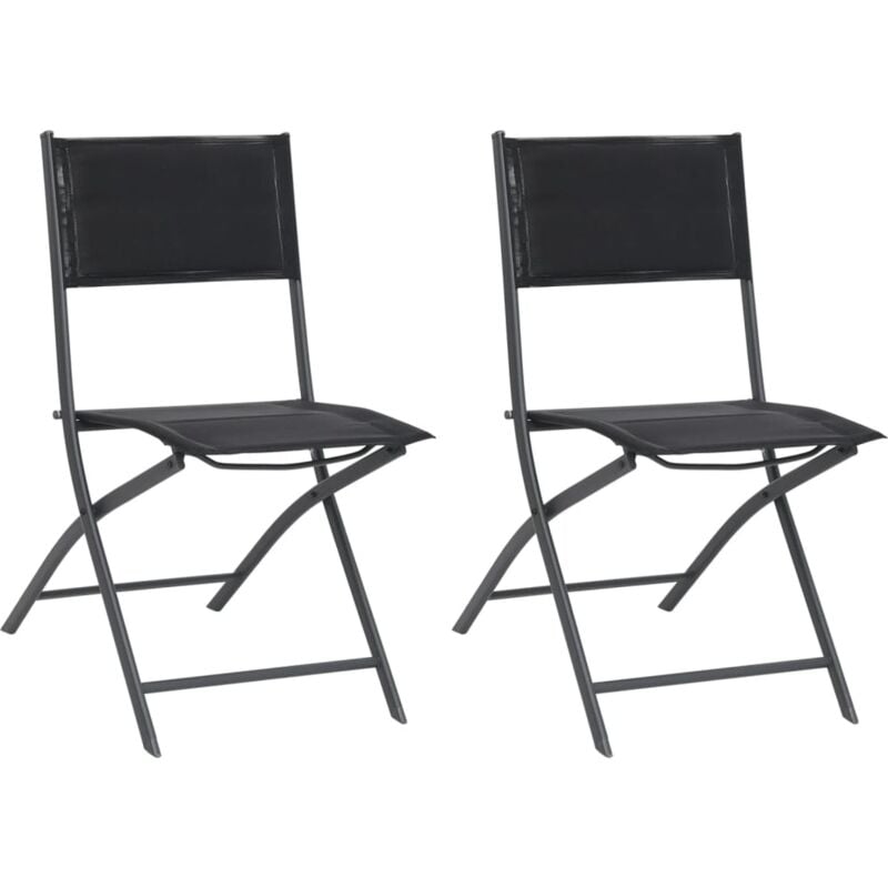Lot de 2 Chaises de jardin,Siège de Terrasse Chaise d'extérieur pliables Acier et textilène CFW288381