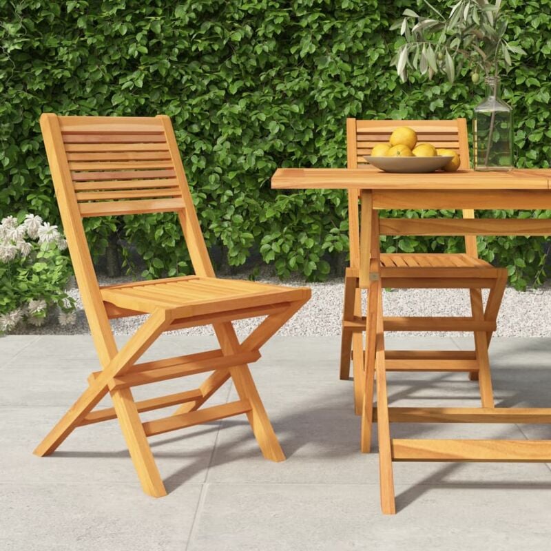 Lot de 2 Chaises de jardin，Siège de Terrasse Chaise d'extérieur pliantes 47x62x90cm bois massif teck CFW853446