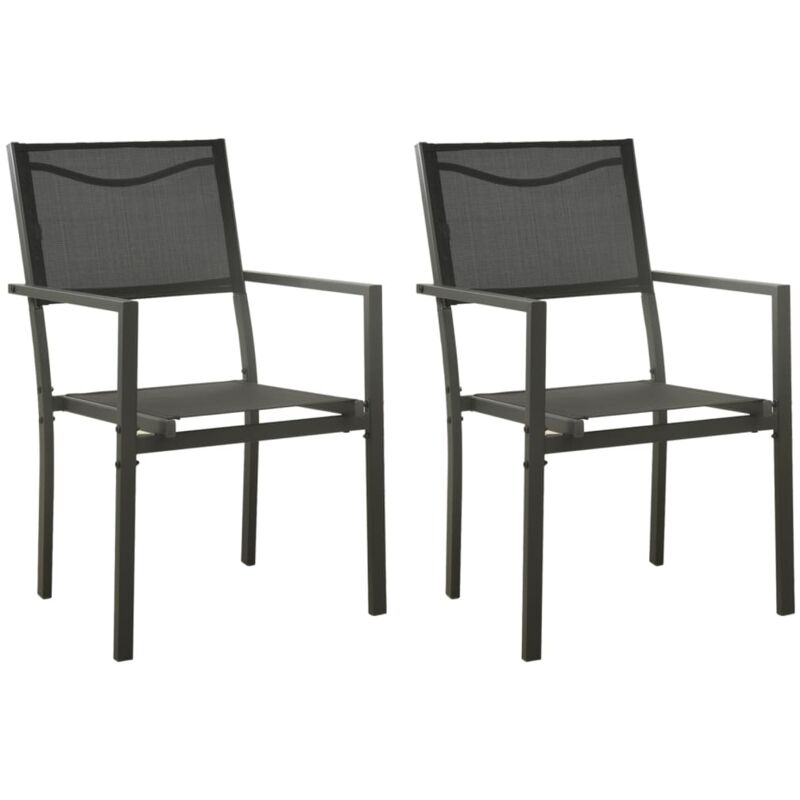 Lot de 2 Chaises de jardin,Siège de Terrasse Chaise d'extérieur Textilène et acier Noir anthracite CFW630707