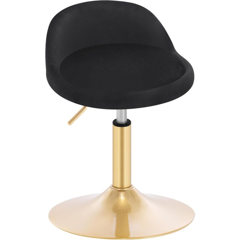Woltu - Chaise de Maquillage en Velours + Métal - Tabouret Coiffeuse - Tabouret Pivotant Réglable en Hauteur 42,5-59 cm - Noir + Or