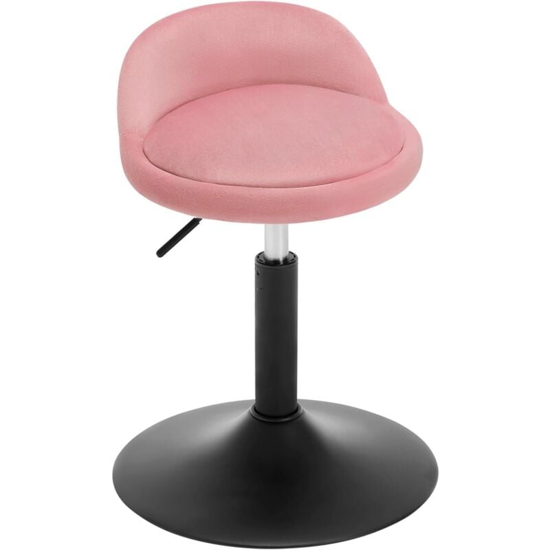 Woltu - Chaise de Maquillage en Velours et Métal - Tabouret Coiffeuse - Tabouret Pivotant Réglable en Hauteur 42,5-58 cm - Rose