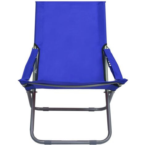Lot de 2 Chaises de plage pliables, Chaises de relaxation, Tissu Bleu OIB7800E