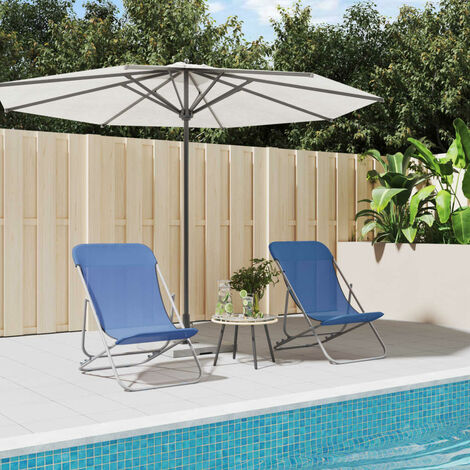 Lot de 2 Chaises de plage pliantes  Bain de soleil  Fauteuil de plage textilène acier enduit de poudre BSRHS493170