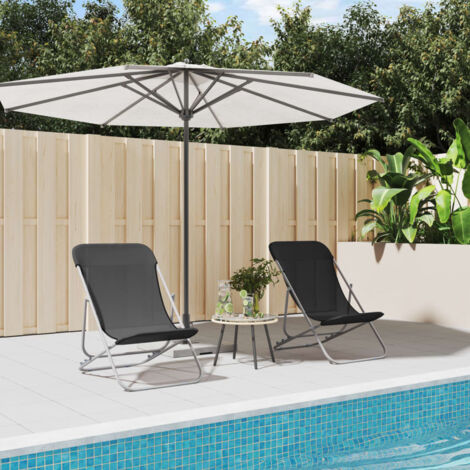 Lot de 2 Chaises de plage pliantes  Chaise de Camping textilène acier enduit de poudre 99968