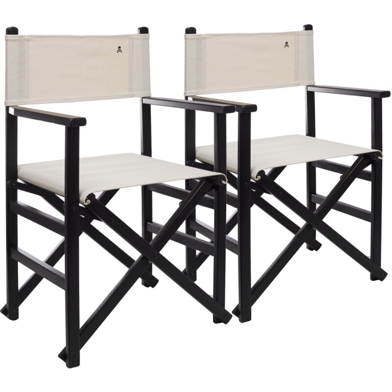 Scalpers - Lot de 2 chaises de réalisateur pliantes avec structure couleur wengé et toile de couleur brute en bois de hêtre de première qualité brut