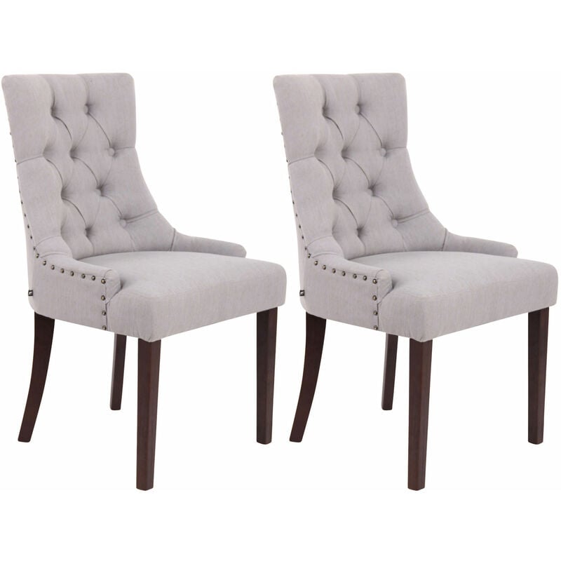 CLP - Réglez 2 fauteuils à déjeuner de style Chesterfield en tissu et bois foncé dans différentes couleurs