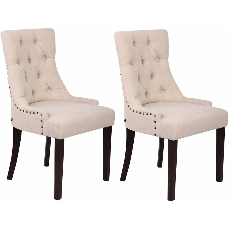 CLP - Lot de 2 chaises de salle à manger Aberdeen en tissu Antique Crème