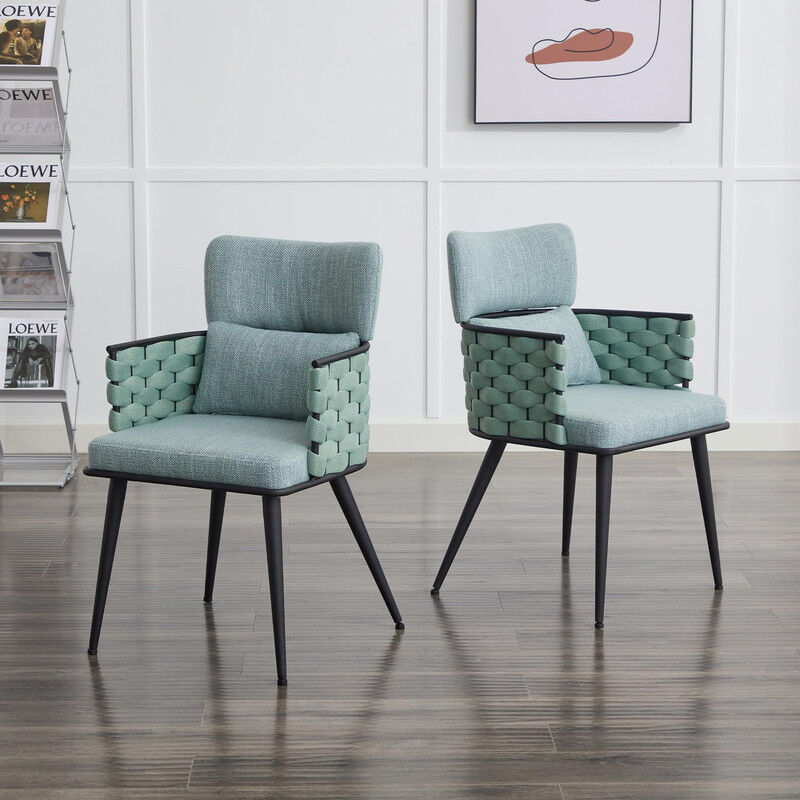 Dyhome - Lot de 2 chaises de salle à manger avec dossier Chaises de cuisine modernes Fauteuil rembourré avec pieds en métal pour la cuisine, le