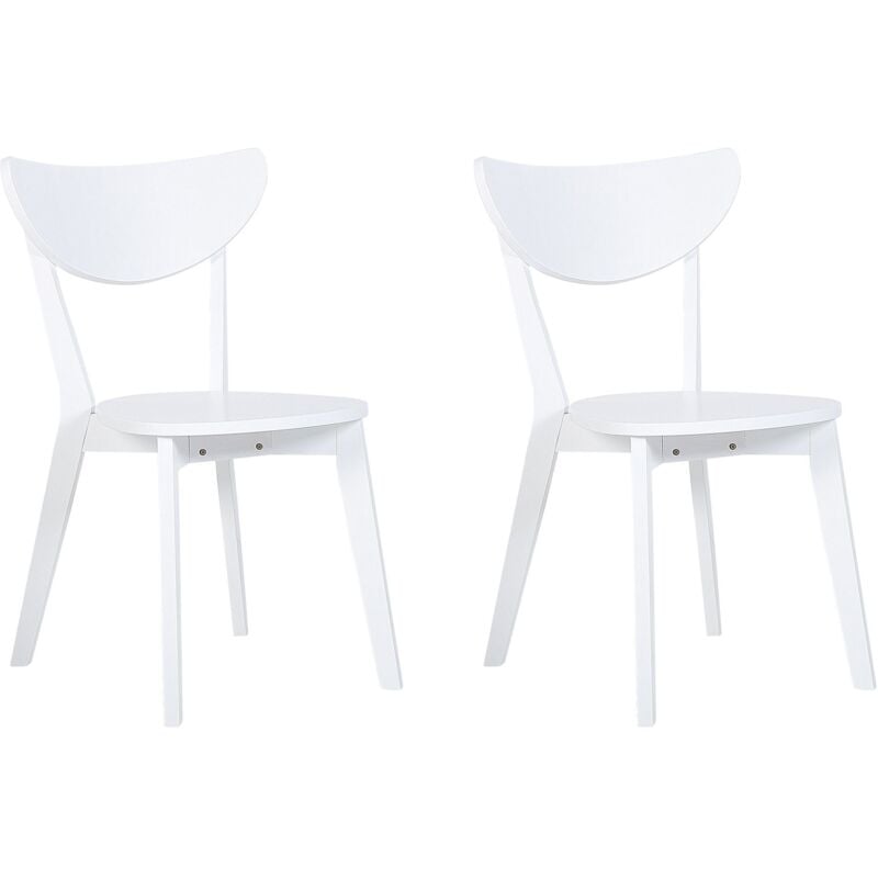 2 Chaises de Salle à Manger Blanches avec Piétement en Bois et Idéales pour Cuisine ou Salon au Style Scandinave et Rétro Beliani